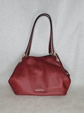 Michael Kors Red Maroon Leather Shoulder Bag Handbag Purse